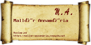 Mallár Annamária névjegykártya